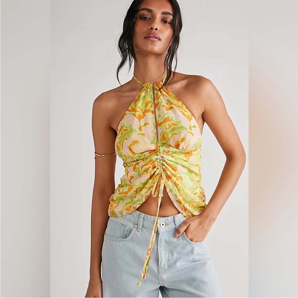Free People Kyle Printed floral halter top nwot